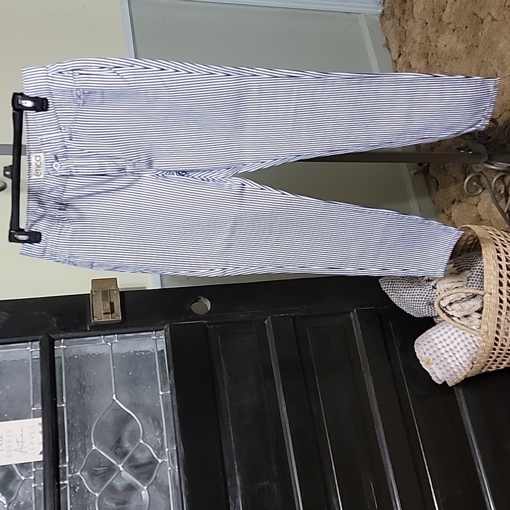 #39 NWT Etica Blue and White Striped Denim 3 Pocket Eco-Frindly Women Size 3